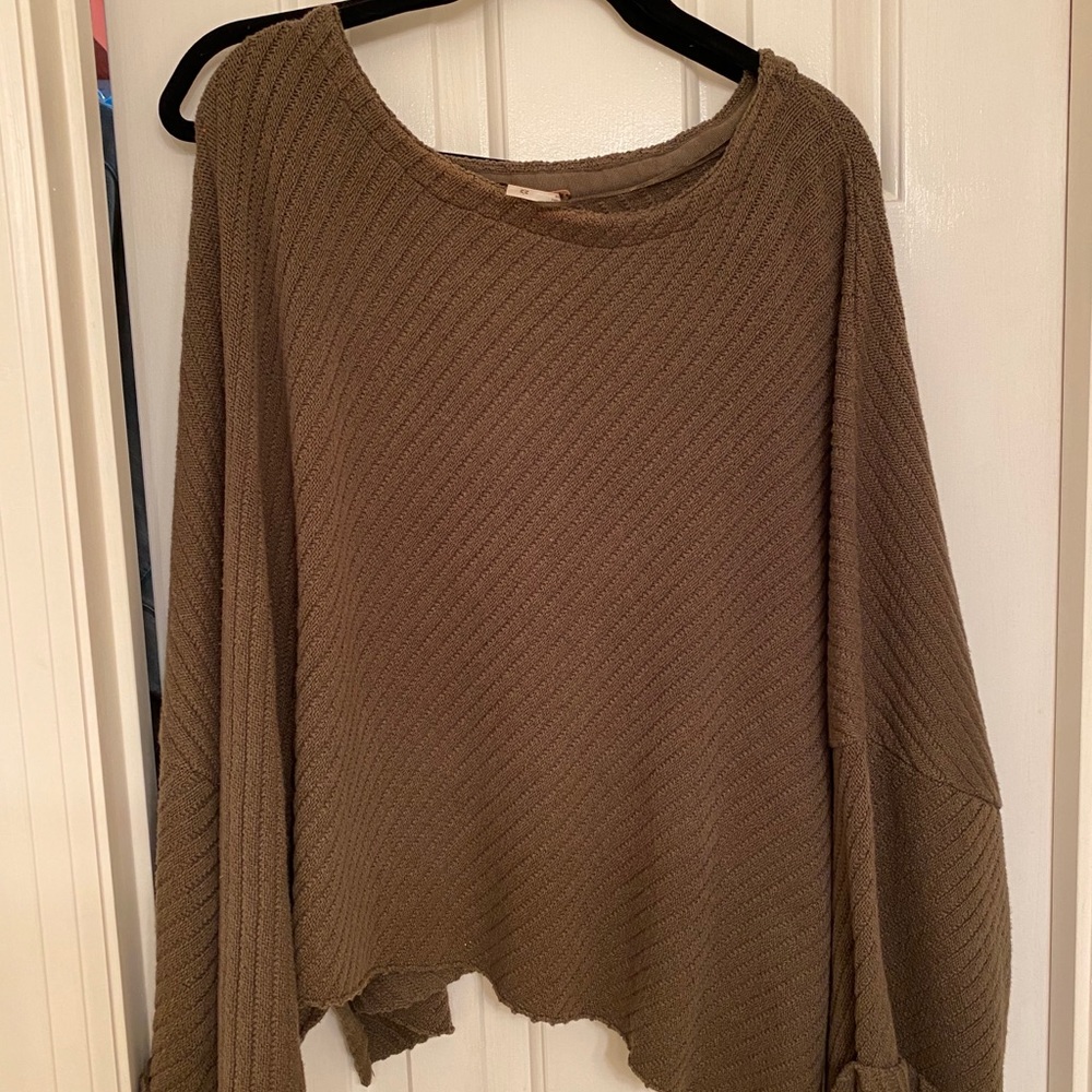 free people green sweater